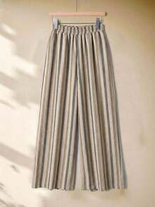 Pantalones casuales de unicolor para mujer, aptos para el verano - Beis - Ver 2