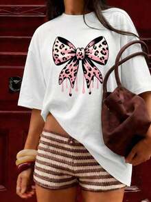 Camiseta Casual de Manga Corta con Cuello Redondo para Mujer, con Estampado Gráfico de Palmeras de Los Ángeles, California UCJT - Blanco - Ver 2