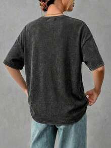 Camiseta holgada de estilo minimalista casual para mujer, con parte delantera corta y parte trasera larga, versátil para usar en la calle, adecuada para primavera y verano - Multicolor 2 - Ver 2