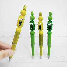 2/4 piezas Bolígrafos con cuentas con diseño de pepino gritando, bolígrafos con cuentas divertidos con diseño de pepinillo, bolígrafos con cuentas como regalo de escritura para estudiantes, estilo aleatorio - Multicolor - Ver 3