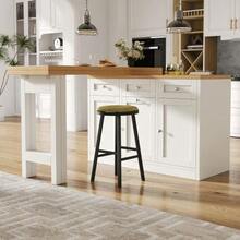 Extendable Bar Table With Storage, Folding Dining Table With Drawer And Snack Shelf, Sliding Bin Holder (Bin Not Included), Space-Saving Design Ideal For Small Apartments And Kitchens, White - 白色 - 查看 4