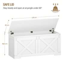 HaluPeit Banc de Rangement 109 cm, Coffre de Rangement, Meuble pour Entrée avec 2 Charnières Stables, 40 x 109 x 48,5 cm, Banc à Chaussures pour Couloir, Chambre, Salon, Blanc - Voir 7