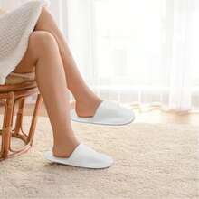 40 Pairs Disposable Slippers, Bulk Slippers For Hotel, Spa, Travel, White Non-Woven Fabric, Closed-Toe House Slippers For Guests - White - View 3