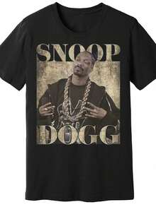 Camiseta retro de hip hop de Snoop Dogg con patrón vintage de los años 90, código 876468, humor masculino, camiseta de manga corta negra PR2. - Negro - Ver 1