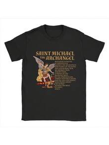 T-shirt noir pour homme - T-shirt graphique Saint Michel l'Archange avec verset biblique, chemise légère pour tous les jours et les occasions spéciales - Vêtement de foi chrétienne, tenue décontractée d'été, tissu durable, vêtement à thème religieux, matière respirante - Noir - Voir 7