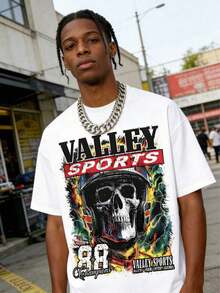 Dieses weiße T-Shirt im Hip-Hop-Stil für Männer, inspiriert von Valley Sport And Style, ist aus der Y2K-Kollektion. # 88 vereint Retro- und Urban-Esthetik, was es zu einer perfekten Wahl für Streetwear das ganz - Weiss - Übersicht 1