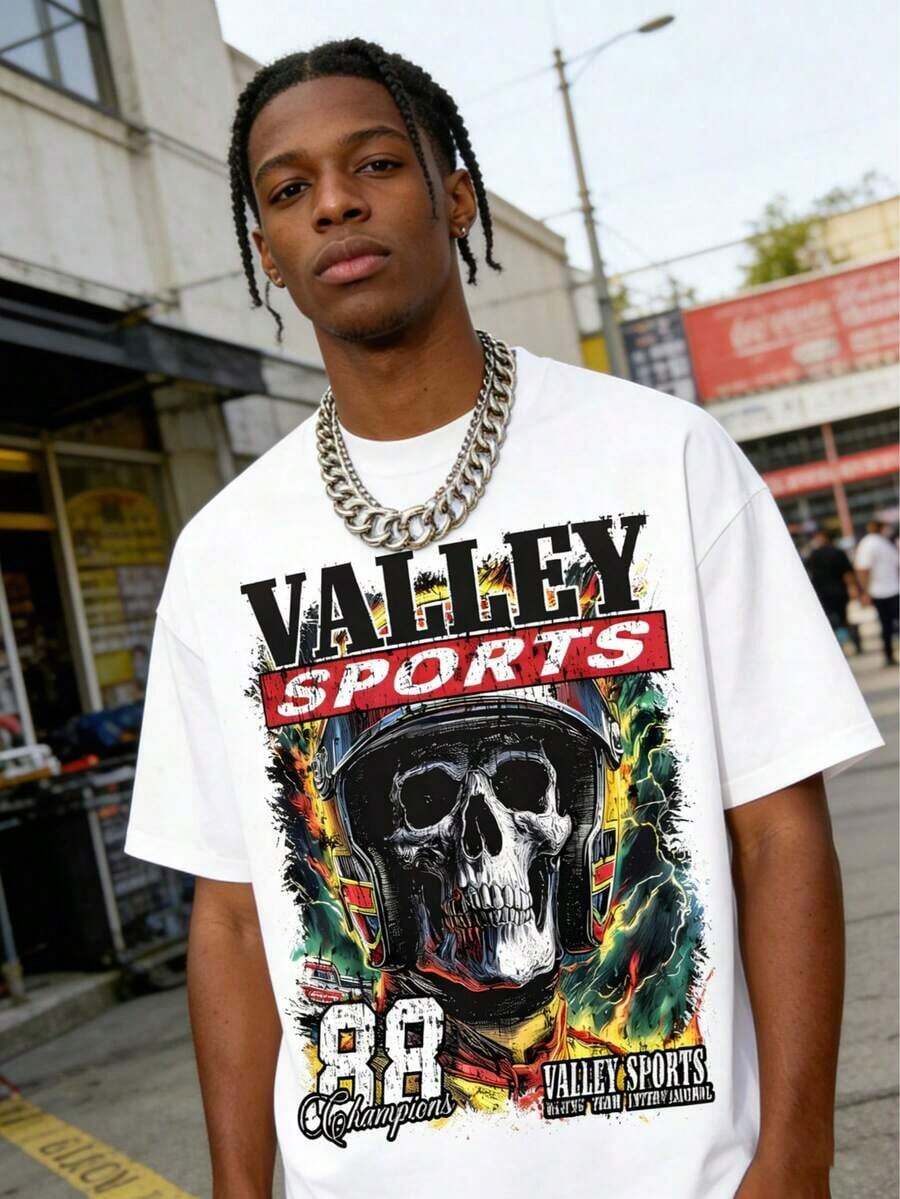 Dieses weiße T-Shirt im Hip-Hop-Stil für Männer, inspiriert von Valley Sport And Style, ist aus der Y2K-Kollektion. # 88 vereint Retro- und Urban-Esthetik, was es zu einer perfekten Wahl für Streetwear das ganz - Weiss - Übersicht 1