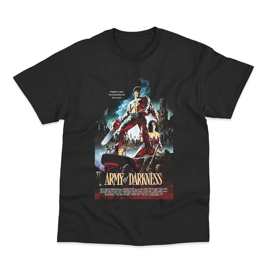 Camiseta Army of Darkness para hombre, camiseta clásica con estampado de culto, terror, comedia, estilo retro, Evil Dead, fantasía, ropa de calle, camiseta informal de manga corta para verano - forma - Ver 1