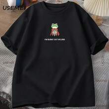 Camiseta Burnt Out Knight Frog, divertida camiseta gráfica DnDs, camiseta informal de algodón Unisex, camiseta cómoda, camisetas de calle de manga corta - forma - Ver 1