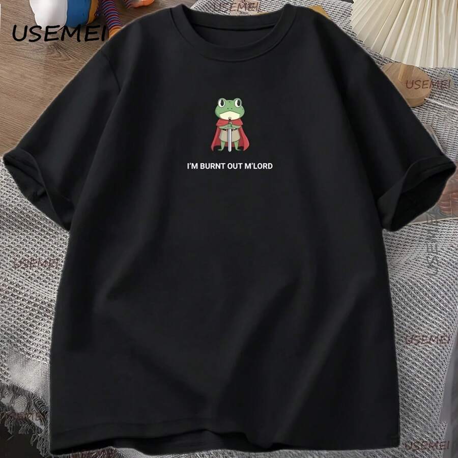 Camiseta Burnt Out Knight Frog, divertida camiseta gráfica DnDs, camiseta informal de algodón Unisex, camiseta cómoda, camisetas de calle de manga corta - forma - Ver 1