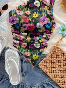 Blusa casual con estampado floral, adecuada para primavera/verano - Multicolor - Ver 4