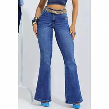 PIT BULL JEANS Elegant Pit Bull Flare Pants New Release Ref 90880 Elegant Jeans With Belt Women's Flare Pants All - 中藍色 - 查看 1