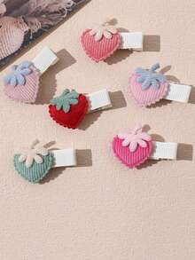 4/6pcs Set Cute Cartoon Strawberry Fruit Baby Hair Clips, Soft & Gentle For Infant, Korean Style - 彩色 - 查看 2