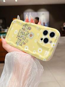 Smiley World SmileyWorld® 1個 奶油色防摔全包覆防震保護殼，TPU材質手機殼，白色笑臉花卉與字母圖案，新款適用於 iPhone11/12/13/14/15/16/17 Pro Max 手機保護套 - 彩色 - 查看 4