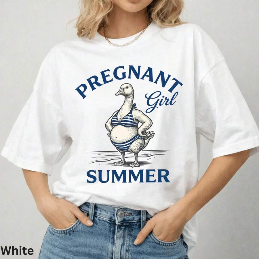 Mama Goose Shirt, Funny Pregnancy Tee, Silly Goose Maternity Shirt, Expecting Mom Graphic Tee, Com Fort Colors T Shirt.Jpg - 白色 - 查看 1