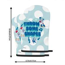 Găng tay lò nướng Disney Mickey & Friends "Throw Some Shapes", màu xanh nhạt chấm bi, dùng cho lò nướng, lò vi sóng, nồi hấp, chảo nóng, bảo vệ tay khỏi đồ dùng nấu nướng nóng. - Màu hỗn hợp - Xem 5