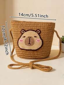 [Tamaño mini] Serie de bolsos de paja Kappabal para niñas, disponible en 6 colores, versátil para uso diario y vacacional, bolso cruzado accesorio fresco - Multicolor - Ver 4