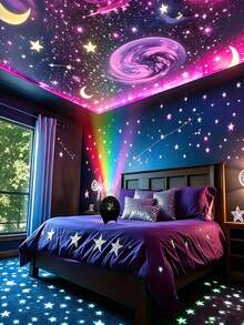 1个黑色星月投影灯，星月投影仪，星月夜灯，星空氛围灯，星月房间投影仪，星月卧室床头氛围灯，星月天花板投影仪，营造梦幻星空氛围，USB供电星月投影仪，适用于房间、卧室、客厅装饰，营造氛围，卧室派对装饰，生日礼物，房间装饰，卧室装饰，灯，灯罩，夜灯，灯光，礼物，卧室照明，派对装饰，卧室用品 - 星月投影 - 查看 3