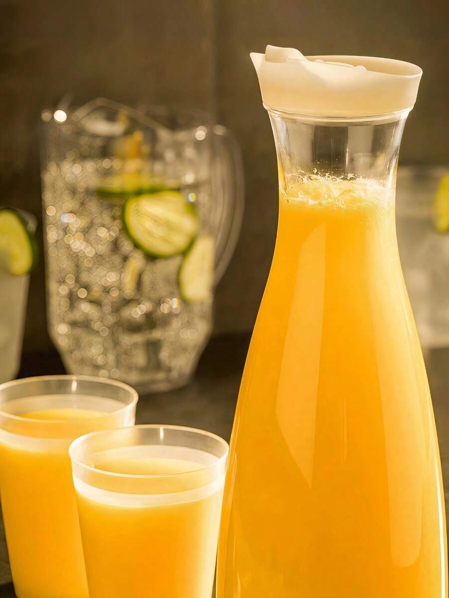 Square Plastic Water Bottle With Lid, Transparent Juice Container, Cold Pressed Juice Dispensing Bottle, Suitable For Cold Storage Of Juice And Milk, Sealed Cold Water Bottle, Suitable For Kitchen, Restaurant, Bar, Kitchen Accessories