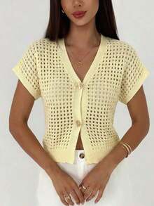 Cárdigan delgado de mujer con contraste de color retro, adecuado para salidas, estilo callejero, aeropuerto, vacaciones en la playa, viajes al trabajo, fiestas de boda, festivales, estilo bohemio, romántico y elegante - Amarillo - Ver 8