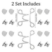 2 piezas de botones ajustables sin coser para jeans - Apretador de cintura reutilizable e invisible para pantalones y ropa, de metal duradero - Dos juegos de diamantes de imitación blancos - Ver 6