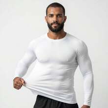 Men's Thermal Shirt UV+ 50 Protection Second Skin Shirt For Sports - trắng - Xem 3