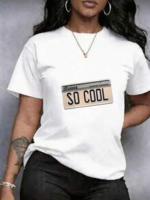 Camiseta para Mujer Estampado Integral de Dibujos Animados, que incluye placa de matrícula texto "Illinois", texto "Land of Lincoln" y texto "SO COOL", de Cuello Redondo, manga corta, Talla grande camiseta en Tallas Grandes, estilo Deportiva, deportiva casual, Uso Casual para salidas casuales en diario casual, Vintage Estampado, prenda cómoda Ajuste Cómodo, Transpirable Lavable y de Alta Calidad - Blanco - Ver 1