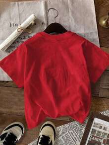 Blusa de Mujer con Estampado Floral y Manga Corta para Uso Casual - Diseño "La Vida es una Aventura", Amarillo Brillante, Cuello Redondo, Poliéster Suave, Ideal para Atuendos de Primavera y Verano, Ropa de Todos los DíasPure-Cotton - Rojo - Ver 3