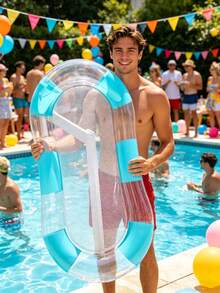 Sequin Striped Inflatable Floating Lounger With Backrest, Thick Adult Floating Bed Water Hammock - Multicolor - View 2