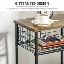 Carrito de cocina/servicio con encimera y 2 cestas de almacenamiento, ruedas giratorias 360°, color marrón rústico, 40x30x62 cm. - Marrón - Ver 6