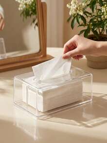 1pc Aesthetic Water Ripple Clear Acrylic Tissue Box Luxury Room Decor Home Crystal Light Effect Refresh Season Wedding Gift Summer Vibe Decor High-End Styling Modern Storage Solution - Transparent Tissue Box - View 11