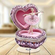 2D Rotating Ballerina Acrylic Art Piece With Heart-Shaped Jewelry Stand - 2D Flat Design, Suitable For Special Events, Elegant Gift For Weddings, Birthdays, Can Be Used As Dance Decor, Plastic Ballerina Figurine Can Serve As Centerpiece - Colorful - View 6