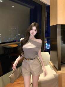 Women Tops - Khaki - View 5