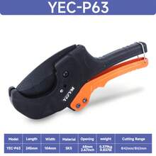 Cortador de tubo de PVC, corta hasta Φ63mm de PEX, PVC, PPR y mangueras de plástico, cortadores de tubos con cuchilla afilada de acero inoxidable SK5 YEC-P63 - YEC-P63 - Ver 8