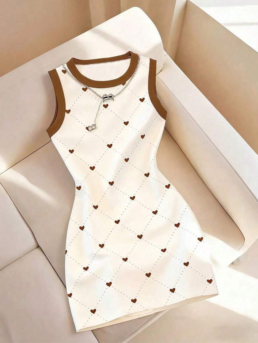 Vestido de mujer de cuello redondo ajustado sin mangas con estampado de rayas, primavera/verano - Multicolor 5 - Ver 1