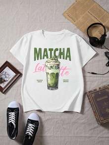 Camiseta de manga corta con cuello redondo, estampado floral, corte holgado, de tela suave, para mujer, estilo casual urbano. - Blanco - Ver 2