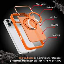 Ốp lưng điện thoại cao cấp bán trong suốt, thân thiện với da, xoay 360°, có thể gập lại, bảo vệ toàn diện, thiết kế tối giản cao cấp với viền kim loại có một lỗ lớn, hỗ trợ sạc không dây, tương thích với iPhone 17 Pro AMX, 16 Pro AMX, 15 Pro Max, 14 Pro Max, 13 Pro Max, 11, 12, 13, 14, 15, 16, 17 Pro Plus ProMax, Galaxy S26 Ultra, S25 Ultra, S24 Ultra, S23 Ultra, A55, A56, A57, A35, A36, A37, A15, A16, A17. - trái cam - Xem 7