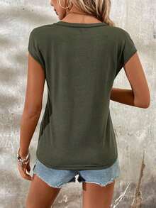 Camiseta Casual Verde Para Mujer Para El Festival De Música En Verano Del País - Verde militar - Ver 2