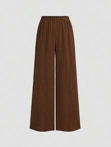 Conjunto de 2 piezas estilo francés relajado con camiseta sin mangas de cintura ceñida y pantalón ancho de pierna holgada, un conjunto de moda para mujeres - Café integral - Ver 8