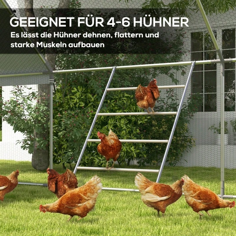 Chicken Perch Ladder, 4 Perches, Weatherproof, For 4-6 Chickens, Steel/Wood - Wood Color - View 1