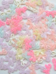 10/30/50pcs/Set Jelly Color Bow Decor Accessories, Multi-Color Bow Decor Pieces With Holes, Handmade Beads, DIY Craft Supplies - Jelly Color - View 6