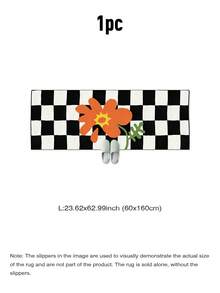1块1000克厚防起球长方形黑白棋盘格纹仿羊绒地毯，防滑柔软绿色地毯，厚实防滑，脚感舒适。适用于卧室/宠物区。 - A - 查看 20