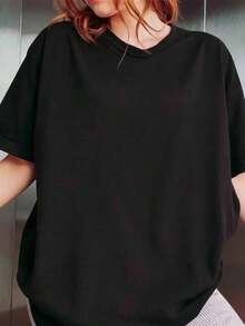 Camiseta de manga corta de ajuste holgado con collage de fotos personalizado, adecuada para uso diario, primavera/verano, negro, para familia, regalo del Día de la Madre - Negro - Ver 3