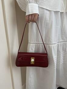 New Summer Phone Pouch, Glossy Underarm Bag, Small Backpack - Burgundy - View 11
