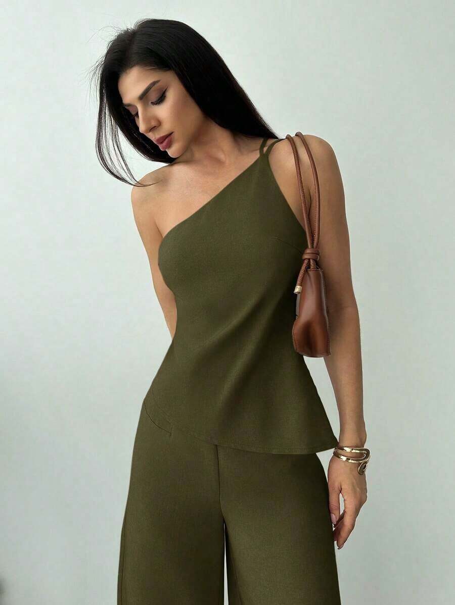 Conjunto de dos piezas para mujer para uso diario - Verde militar - Ver 1