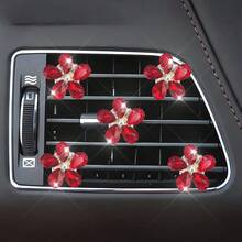 5 piezas de decoración de flor de cristal artificial con clip para rejilla de ventilación del coche, accesorios de decoración floral para el interior del automóvil - Flor de pinza para el cabello de cristal - Ver 7