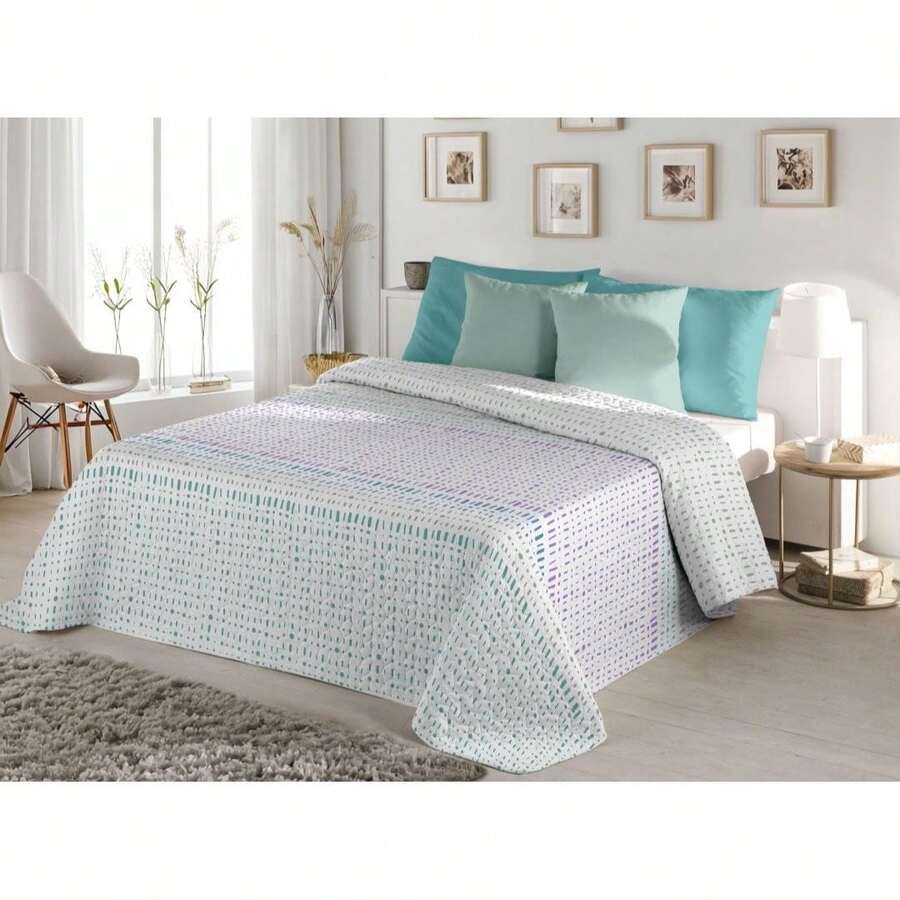 Colcha Reversible de Verano Bouti, Edredón de Microfibra Estampado, Ligera y Transpirable para Todas las Estaciones, Manta Fina para Primavera y Verano (Sin Fundas de Almohada) - Geometría 1 - Ver 1