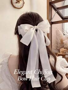 1pc Women's Oversized Satin Ribbon Bow Hair Clip, Fairy-Like Fashionable Elegant, Sweet Princess Hair Clip, Back Of Head High-End Hair Accessory, Spring Clip Hair Clip, Women's Summer Hair Accessory, Perfect For Vacation, Beach, Wedding, Party, Daily Wear - Multicolor - View 7