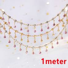 1m Shiny Glass Claw Rhinestone Chain Colorful Beads Pendant Copper Chain Tassel Chain Suitable For Handmade DIY Necklace Bracelet Clothing Decoration Chain - DIY Copper Chain - View 16
