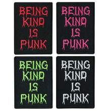 1pc "Be Kind Punk" Iron-On Patch, Embroidered Lettering Applique - Easy DIY Decoration For Clothes, Hats, Jackets, Backpacks And Other Accessories - C - View 11